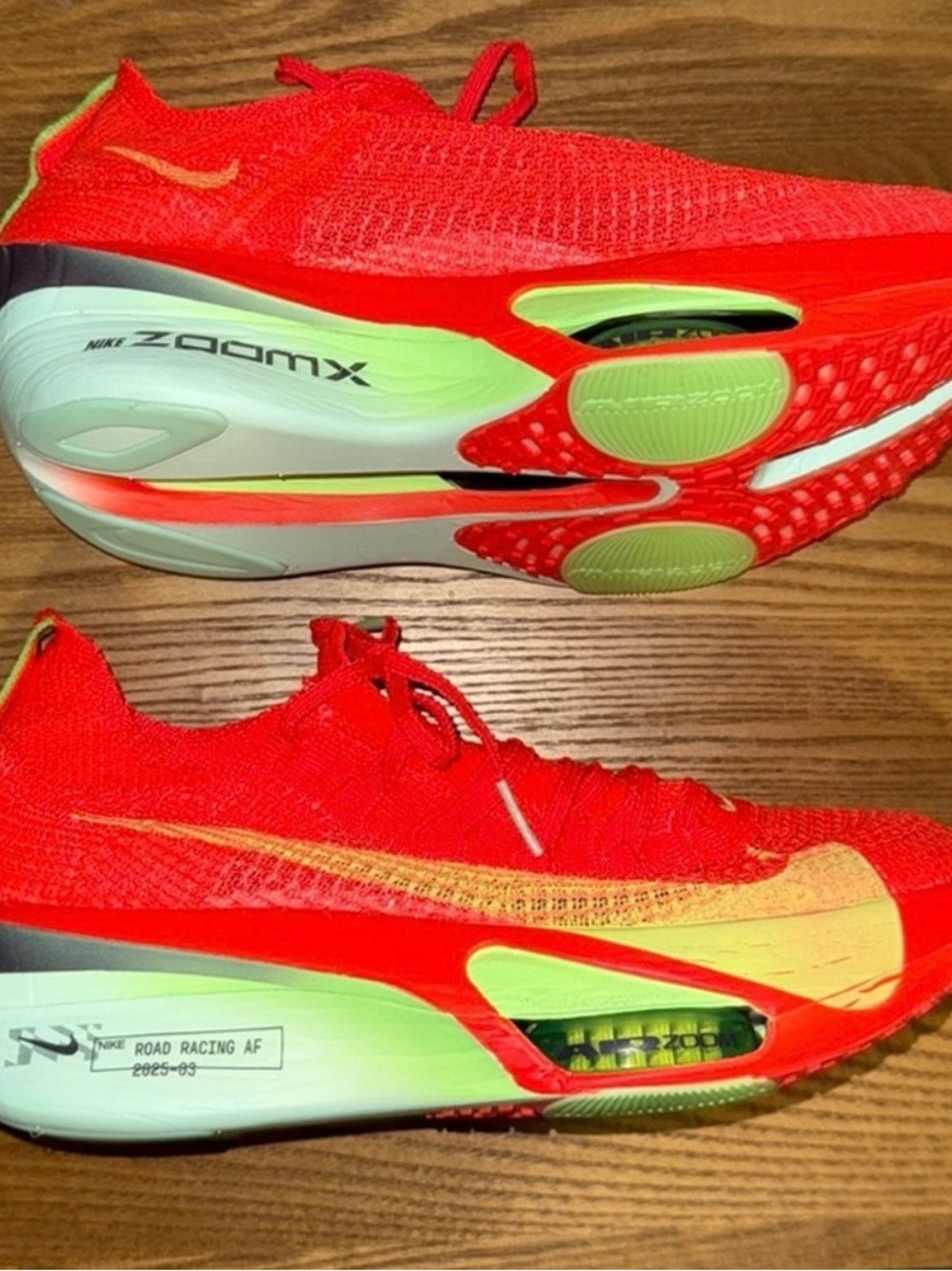 Nike Women’s Road Racing AF Sneakers in Bright Red and Neon Green